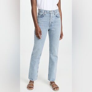 AGOLDE Lana Mid Rise Straight raw hem